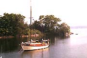 Belle Argo anchored between Endymion  and Sunset Island